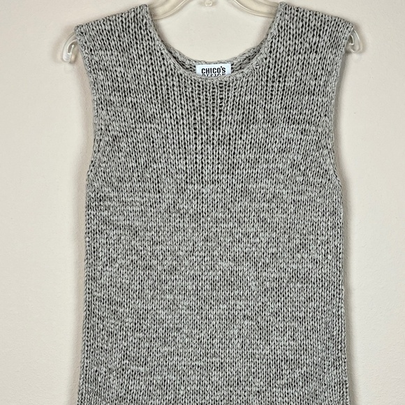 Chico's Vintage Design Sleeveless Tank Top Knit Pullover Beige/Tan - Picture 1 of 6